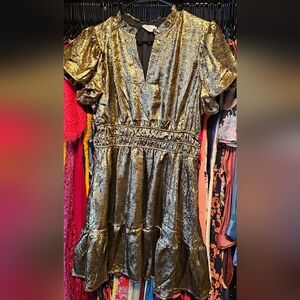 Gold Metallic Mini Dress
